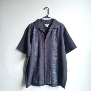 Haggar Black Bar Themed Button-down